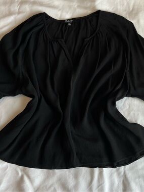 Madewell Black Flowing Peasant Blouse